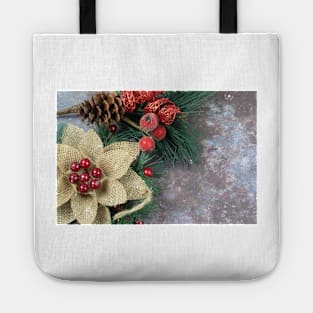 Christmas decorations on a grunge background with copy space. Tote