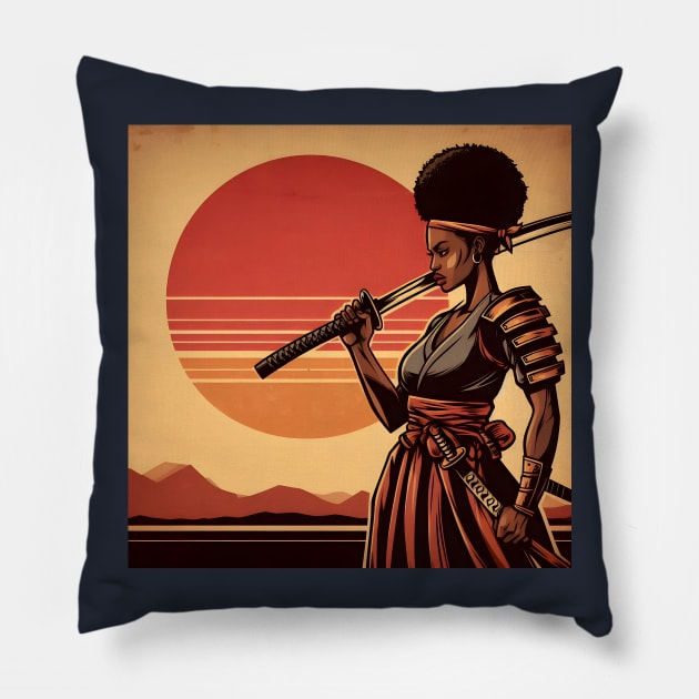 Samurai Vintage T-Shirt Apparel Shirt Mug Sticker Tote Gift etc. Pillow by ArtfulDupsy