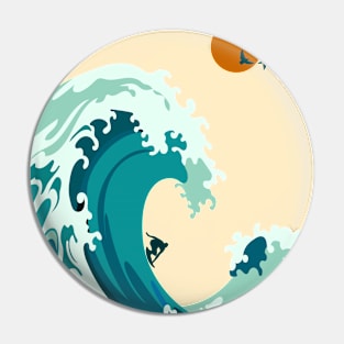 the waves at the beach side - illustration Pin