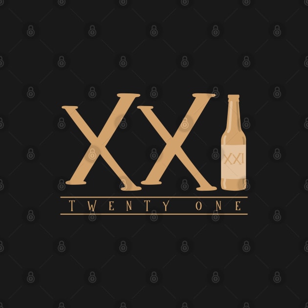 XXI (Twenty One) Beer Roman Numerals by VicEllisArt