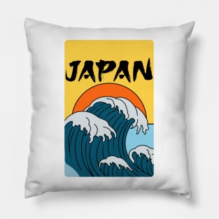 Japanese artwork design, japanese wave, hokusai art, tsunami, japanese culture art, classic japanese art, great wave of kanagawa Pillow