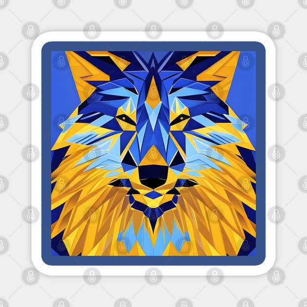 Pop Art Geometric Wolf Face Magnet by Chance Two Designs
