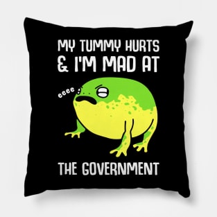 My tummy hurts and i'm mad at the government Pillow