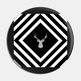 Abstract geometric pattern - Deer - black, gray and white. Pin