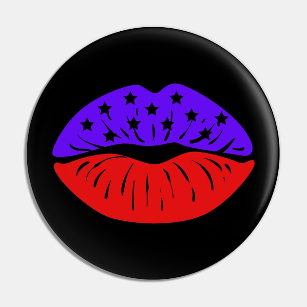 Red White and Blue American Lips Patriotic Lips July 4th Pin by StacysCellar