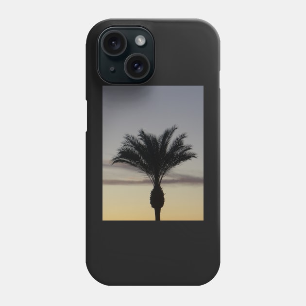 Single Palm Tree Silhouette at Sunset Phone Case by Sandraartist