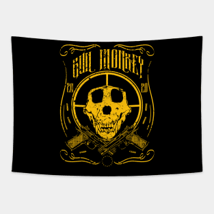 Gun Monkey Skull Tapestry