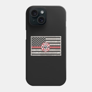 Firefighter Gifts, Thin Red Line Flag with Grunge Overlay Phone Case