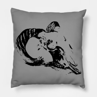 Mysterious Ram Skull (Black) Pillow