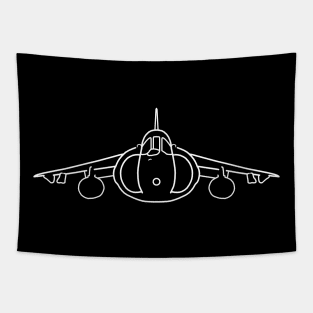 Hawker Harrier classic British jump jet aircraft white minimal outline Tapestry