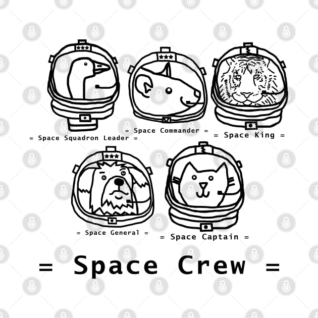 Space Crew 2420 with Tiger Sci Fi Line Drawing by ellenhenryart