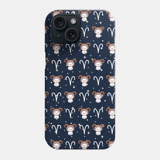 Aries Zodiac Cat Pattern Phone Case