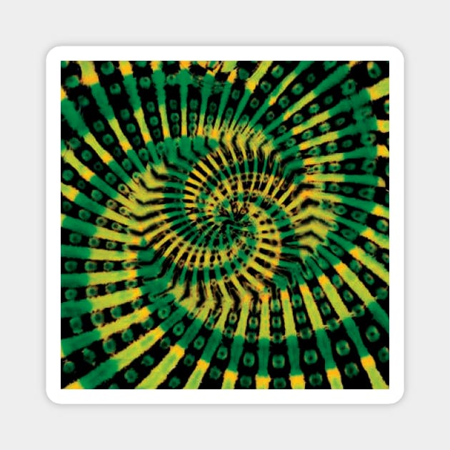 Spiral Green Yellow Black Tie Dye Magnet by TrippyTieDyes