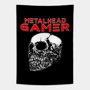 Metalhead Gamer Quarter Skull Red Tapestry