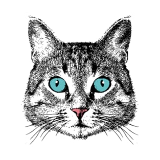 Cat Face With Blue Eyes T-Shirt