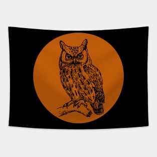 Halloween Owl, Portents, Omens, Signs, and Fortunes - Orange and Black Style Tapestry