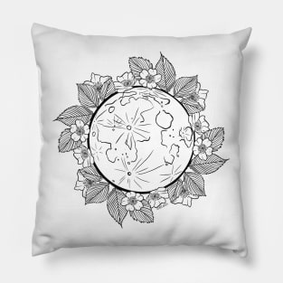 Wild Rose and the full moon Pillow