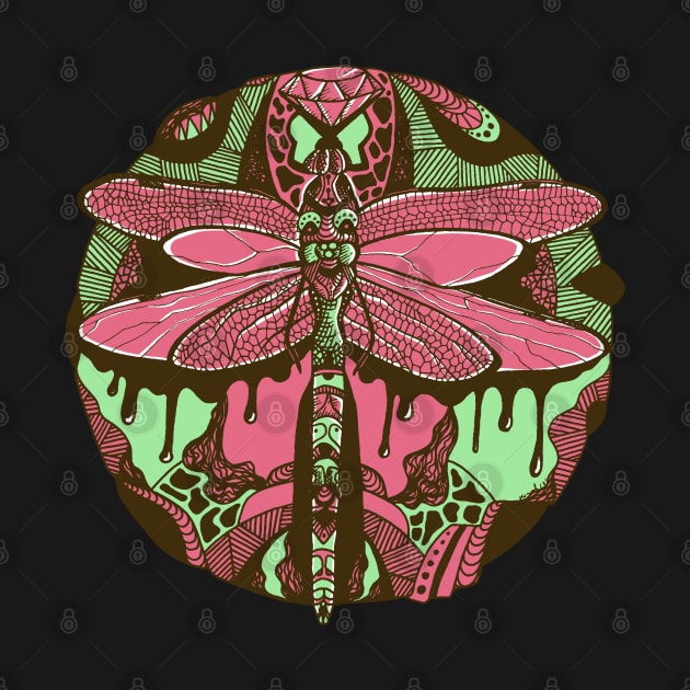 Pink Mint Circle of the Dragonfly by kenallouis