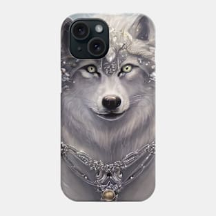 Stunning White Wolf with Dripping Jewels Phone Case