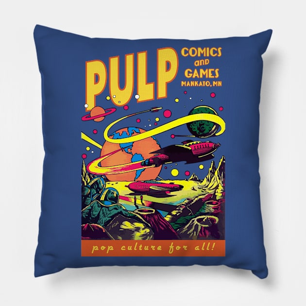 Pulp Rocketships Pillow by PULP Comics and Games