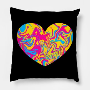 Pansexual Pride Marble Heart Pillow