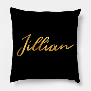 Jillian Name Hand Lettering in Faux Gold Letters Pillow