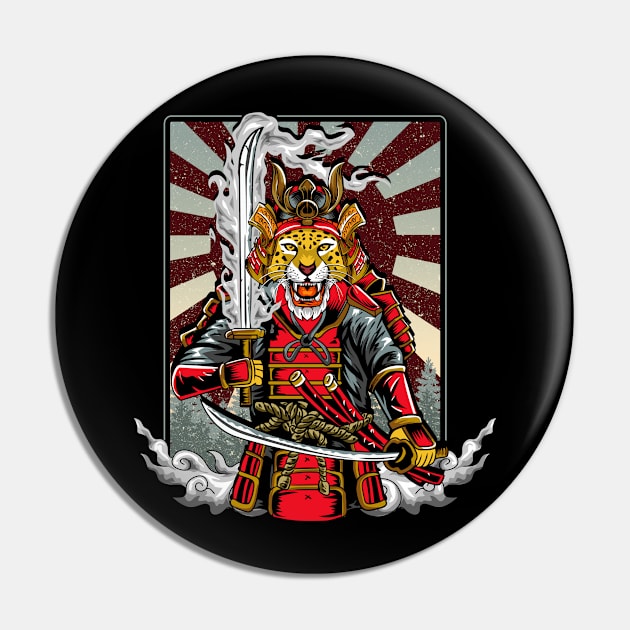 Samurai Cheetah Warrior Japan Japanese Pin by E