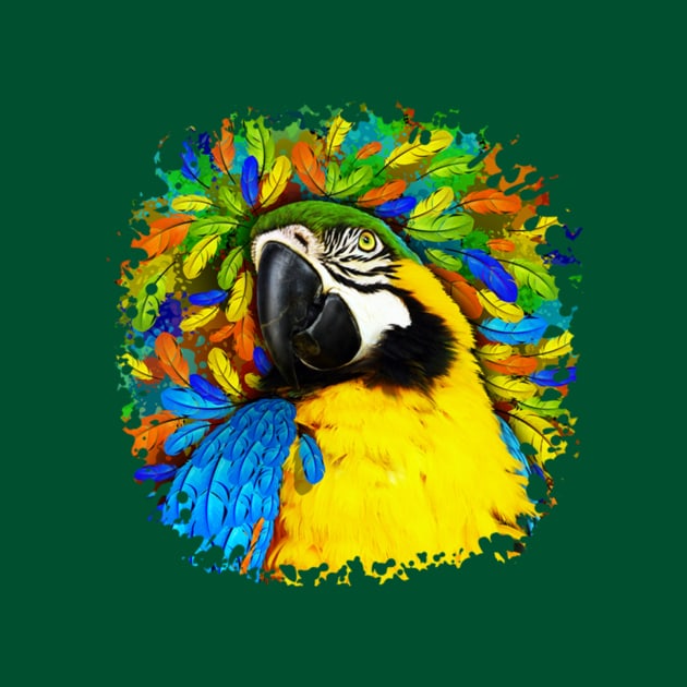 Gold and Blue Macaw Parrot Fantasy by BluedarkArt