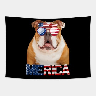 Merica Bulldog Dog American Flag 4Th Of July Tapestry