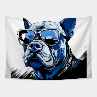 Pitbull Pride with blue glasses Tapestry