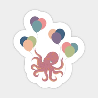 Octopus with Balloons Magnet