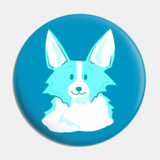 Blue Adorable Corgi Face Pin