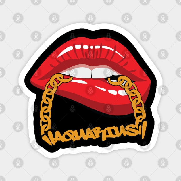 Aquarius Zodiac Birthday Lips Gold Chains Magnet by ssflower