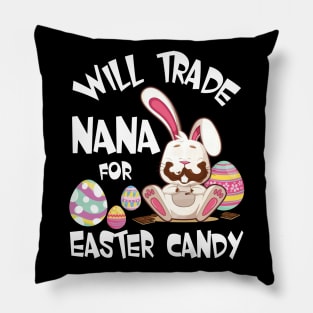 Bunny Eating Chocolate Will Trade Nana For Easter Candy Eggs Pillow