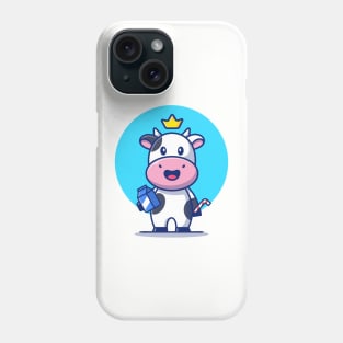 Cute Cow Holding Milk Box And Straw Phone Case