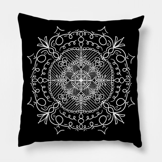 Flowers & Hearts Mandala Pillow by nathalieaynie