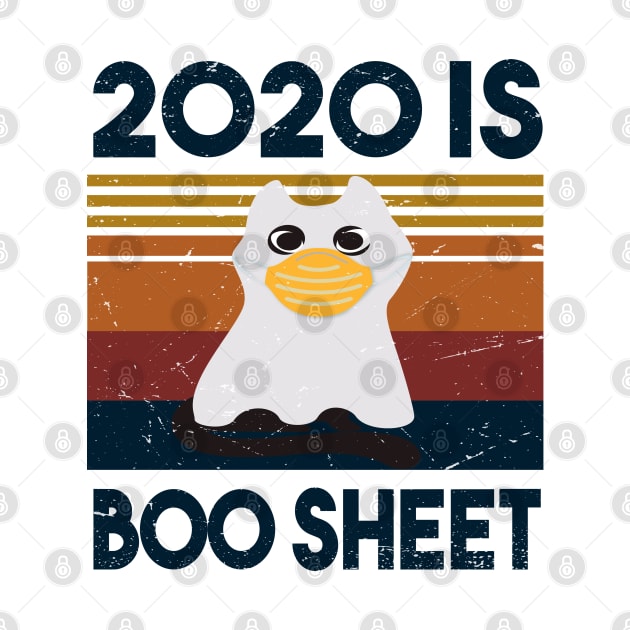 2020 Is Boo Sheet, Cat Boo Ghost Halloween face mask by potch94