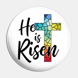 He is Risen, Stained Glass Cross © GraphicLoveShop Pin