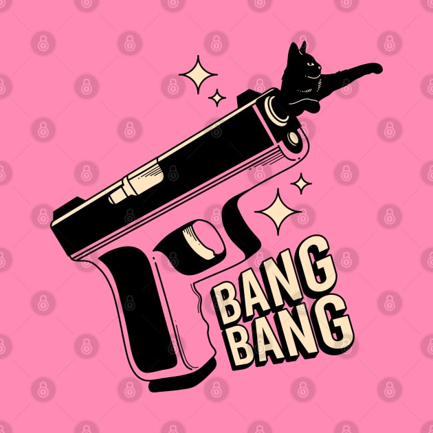 Bang Bang Black Cat in pink by The Charcoal Cat Co.