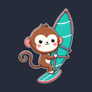 Cute monkey Windsurfing T-Shirt