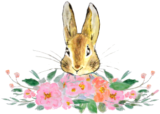 rabbit and camellia flowers watercolor Magnet