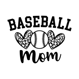 Baseball Mom, Leopard Heart, Leopard Print T-Shirt