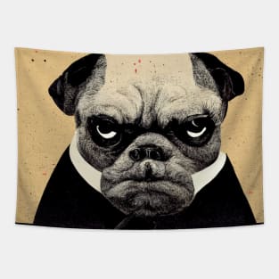 The pug father king pin pup Tapestry