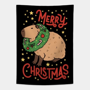 Merry Christmas a cute Christmas capybara ready for the holidays Tapestry