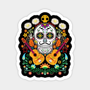 Flower Guitar Skull Day of the Dead Magnet