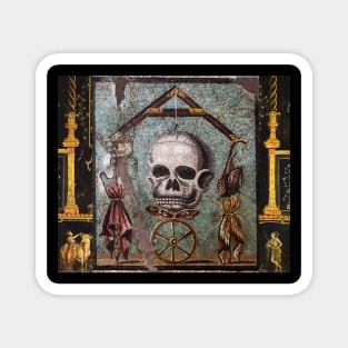 POMPEII COLLECTION / MEMENTO MORI, SKULL ,BUTTERFLY AND WHEEL OF FORTUNE Magnet