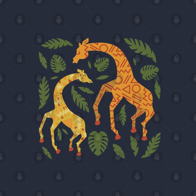 Dancing Giraffes with Patterns by latheandquill