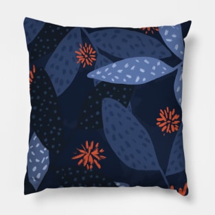 Plants in blue colors Pillow