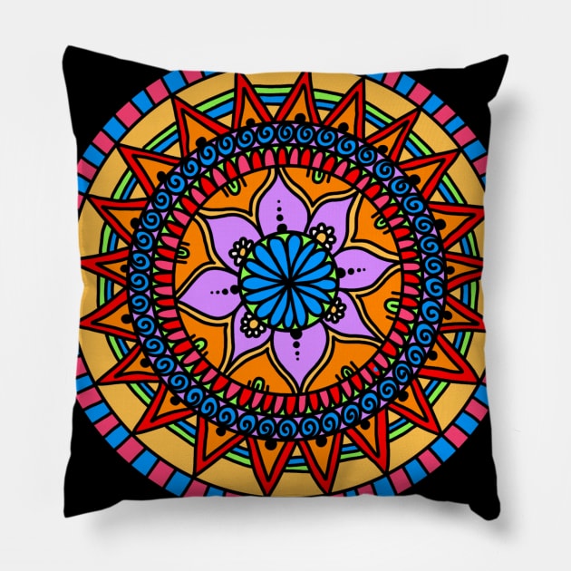 Colourful Madala Pillow by Literallyhades 