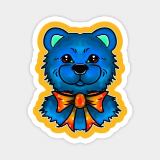 Blue Bear & Tie Dye Tie Magnet